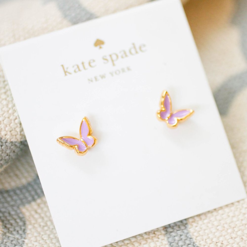 kate spade purple enamel butterfly earrings stud